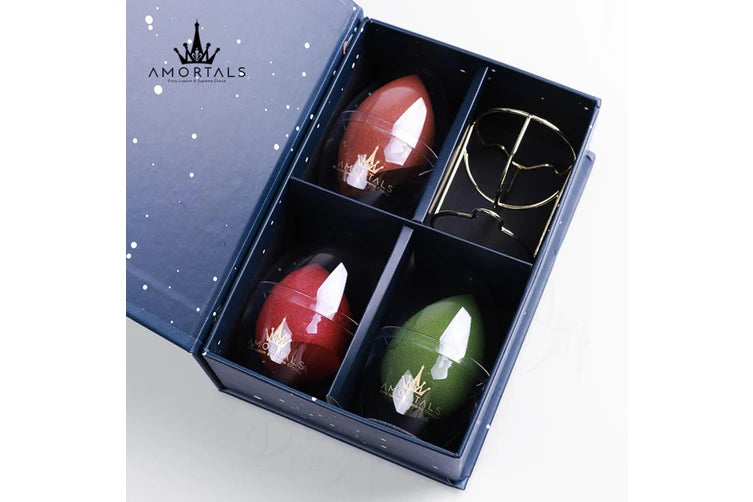 AMORTALS AMORTALS Starry Beauty Blender Set Makeup Powder Sponge Set 3 Sponges with Stand 2Pack