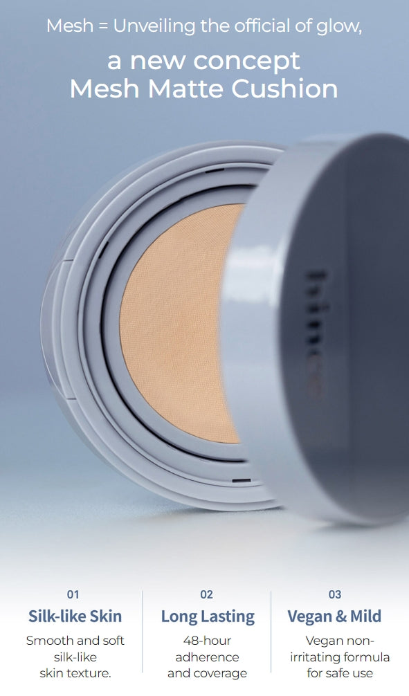 HINCE Second Skin Mesh Matte Cushion (Original Product 12g + Refill 12g + mini cushion)