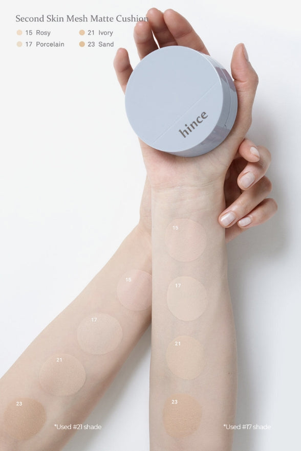 HINCE Second Skin Mesh Matte Cushion (Original Product 12g + Refill 12g + mini cushion)