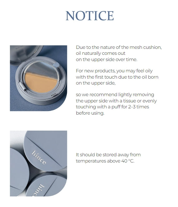 HINCE Second Skin Mesh Matte Cushion (Original Product 12g + Refill 12g + mini cushion)