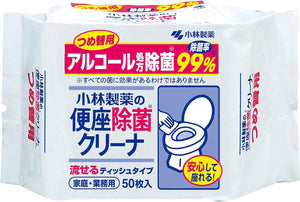 KOBAYASHI Pharmaceutical Toilet Seat Disinfectant Flushable Cleaning Sheet Refill 50pcs