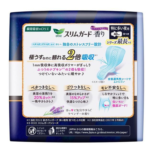 KAO Laurier Slim Guard Lavender Fragrance Especially Heavy Night Use 400 10pcs