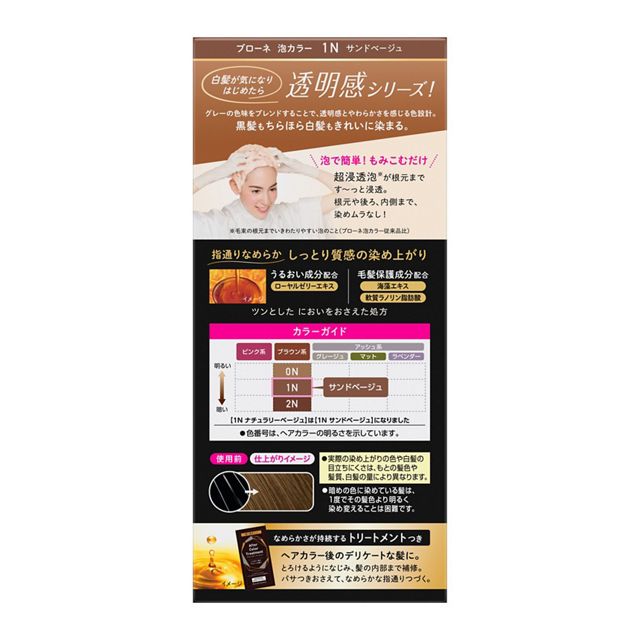 KAO Blaune Bubble Hair Dye For Gray Hair #1n Naturally Beige 108ml