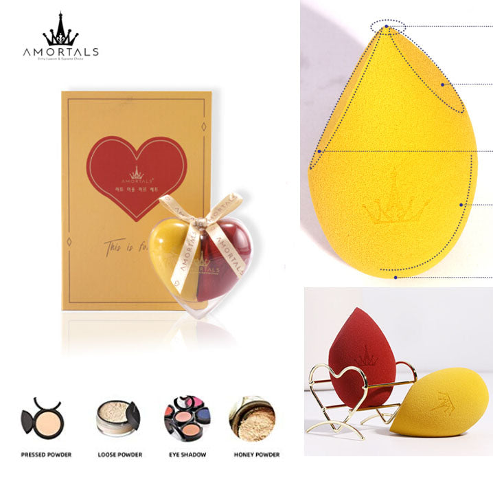 AMORTALS Beauty Blender Set Makeup Powder Sponge Set (Red & Yellow) 2pcs