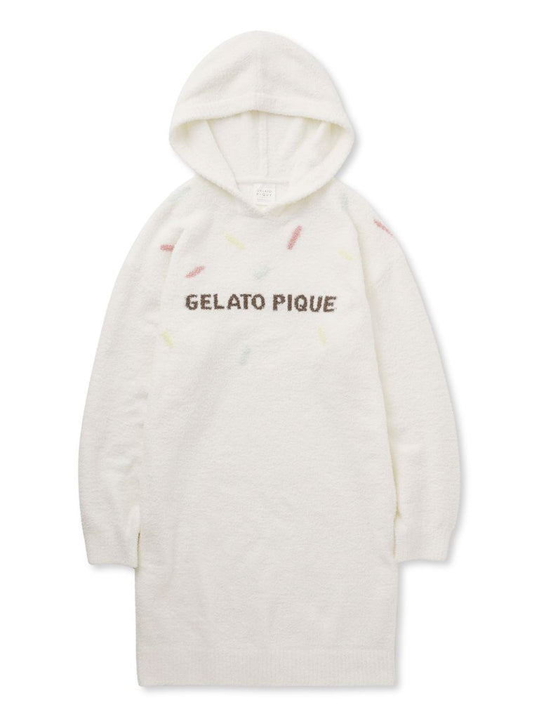 GELATO PIQUE Baby Moco Ice Cream Jacquard Hooded Dress #White