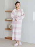 GELATO PIQUE Powder Two Border Lounge Dress #Beige & Pink