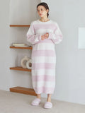GELATO PIQUE Powder Two Border Lounge Dress #Beige & Pink