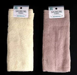 Shirring Face Towel Cream/Brown 28×70cm 1pc