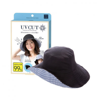 UV CUT Fold-able UV Hat - Black x Border